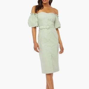 Justfab A Summer Dress with Off -Shoulder Puff Sleeves
